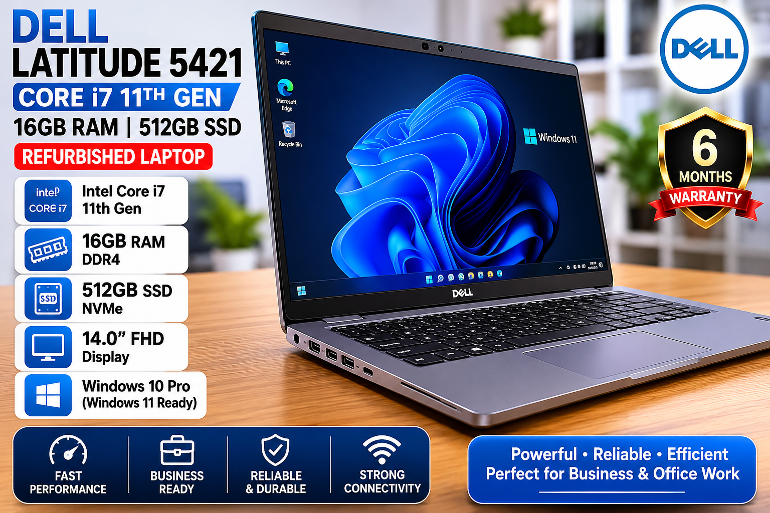 Dell Latitude 5421 Core i7 11th Gen 16GB RAM 512GB SSD - Refurbished