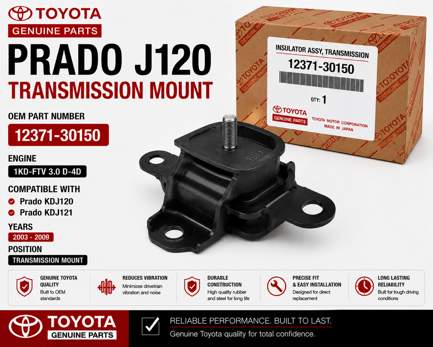 Toyota Prado J120 Transmission Mount 12371-30150