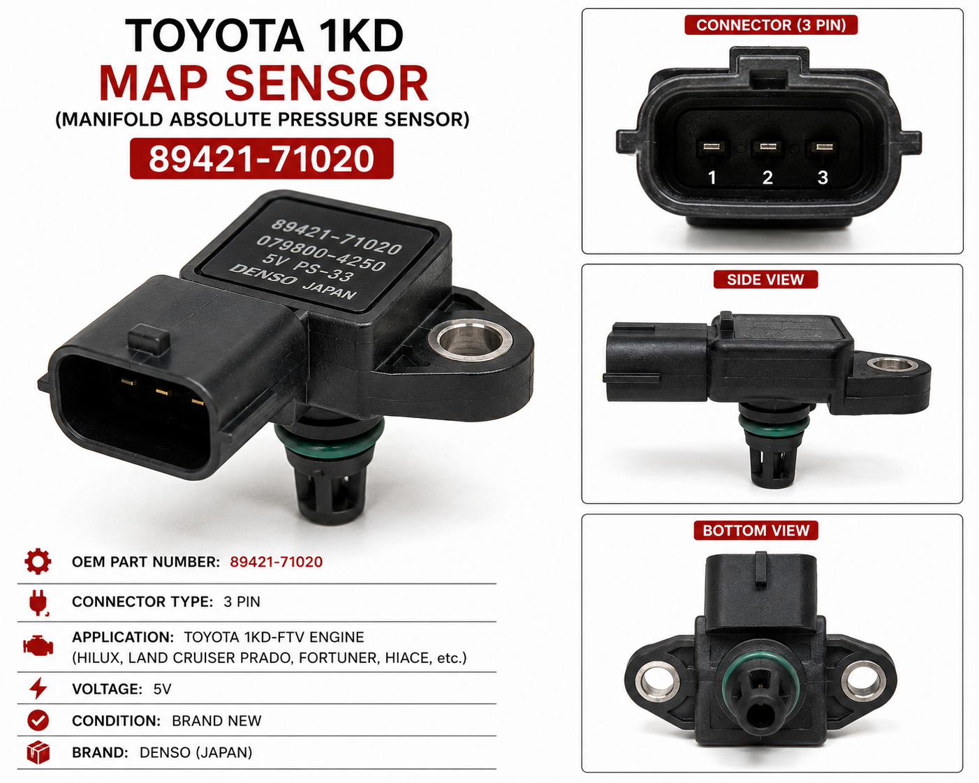 Toyota 1KD MAP Sensor 89421-71020