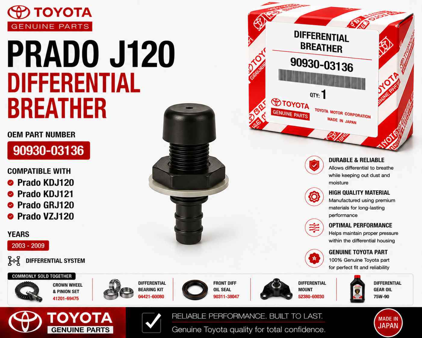 Toyota Prado J120 Differential Breather 90930-03136