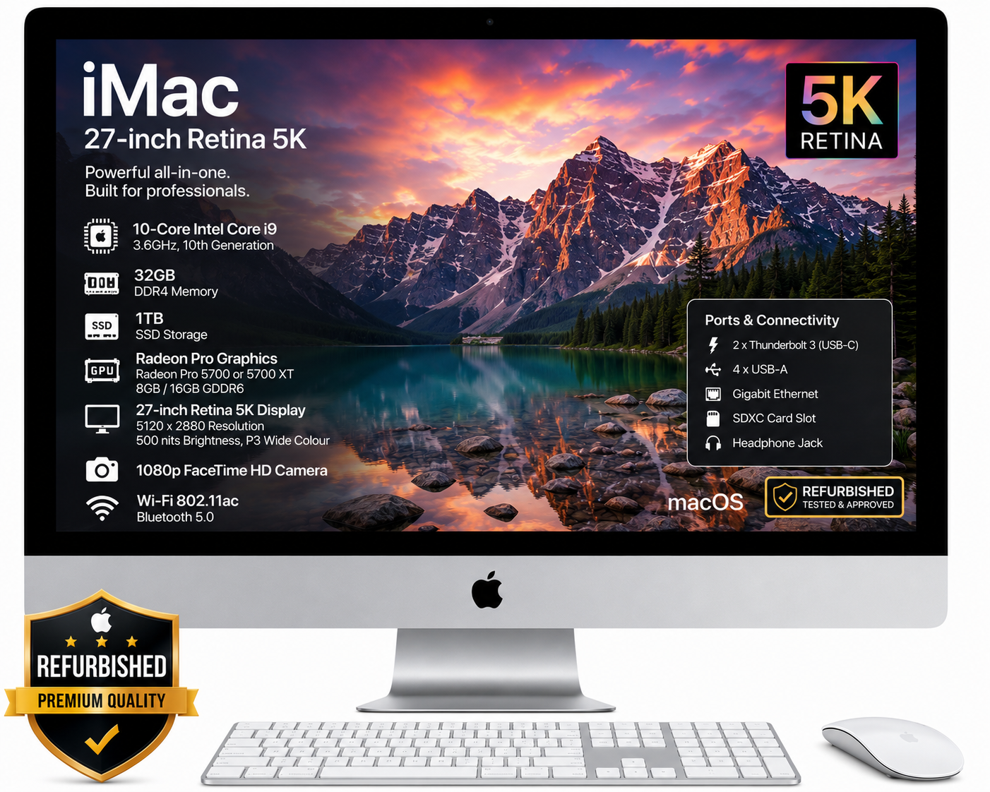 Apple iMac 27 Inch Retina 5K Core i9 32GB RAM 1TB SSD - Refurbished