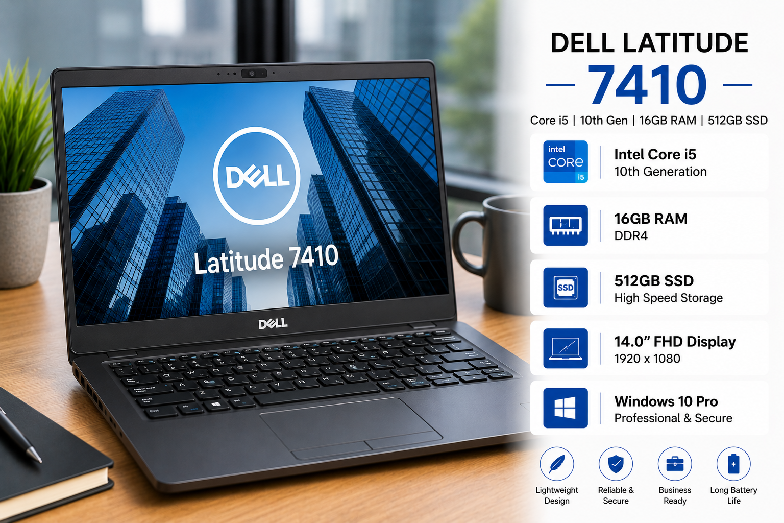 Dell Latitude 7410 Core i5 10th Gen 16GB RAM 512GB SSD - Refurbished