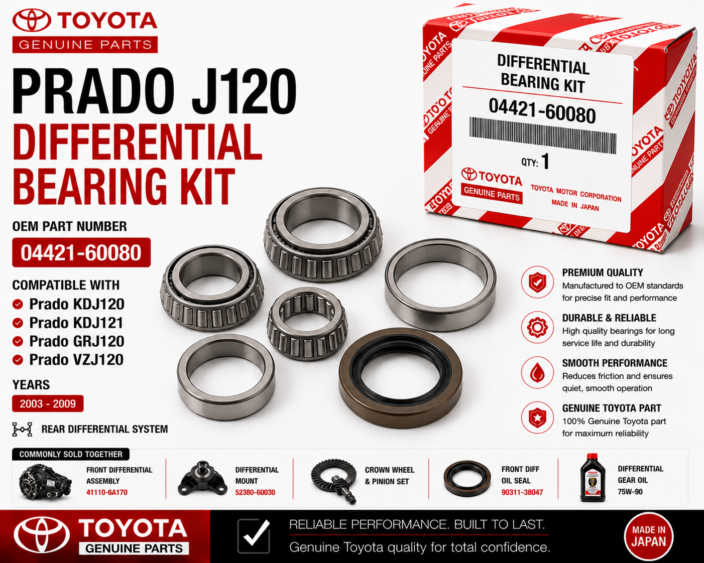 Toyota Prado J120 Differential Bearing Kit 04421-60080