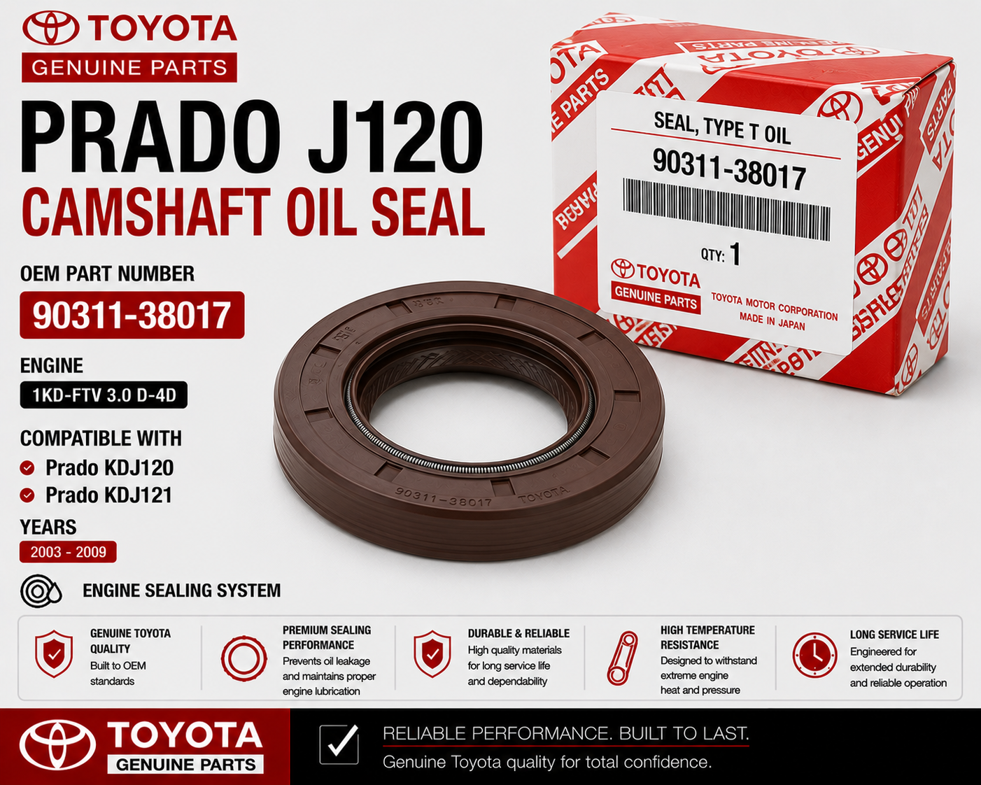 Toyota Prado J120 Camshaft Oil Seal 90311-38017