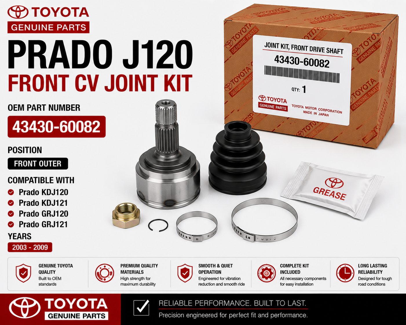 Toyota Prado J120 Front CV Joint Kit 43430-60082