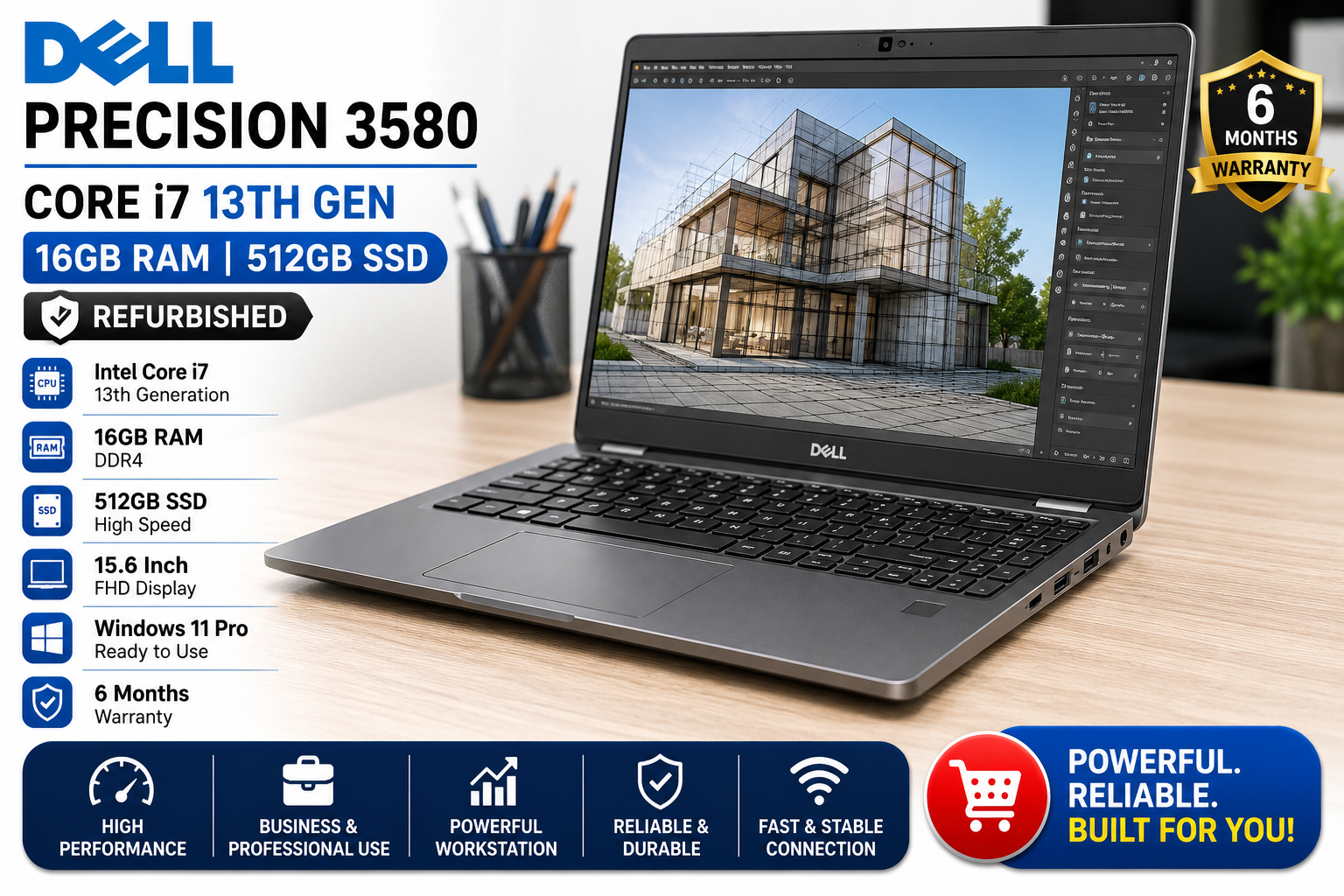 Dell Precision 3580 Core i7 13th Gen 16GB RAM 512GB SSD - Refurbished