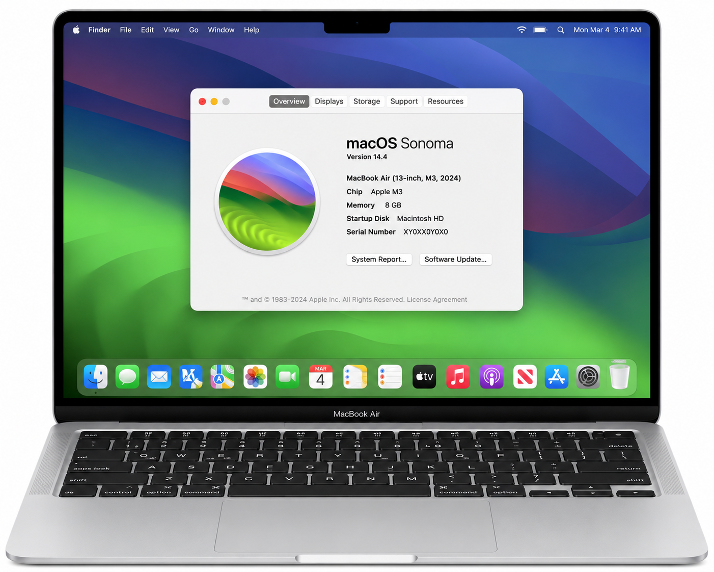 Apple MacBook Air 13 Inch M3 8GB RAM 256GB SSD - Refurbished