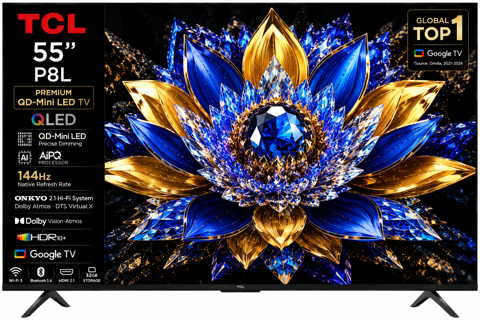 TCL 55P8L 55 Inch Premium QD-Mini LED QLED 4K Google TV