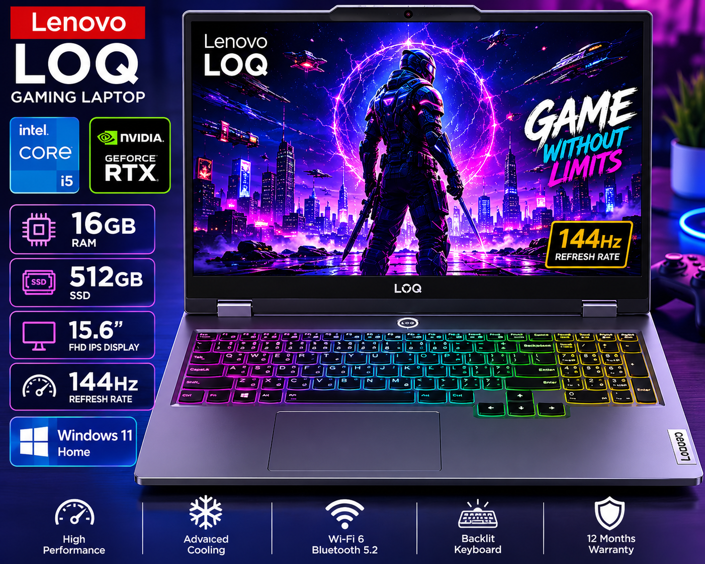 Lenovo LOQ Gaming Core i7 16GB RAM 512GB SSD - New
