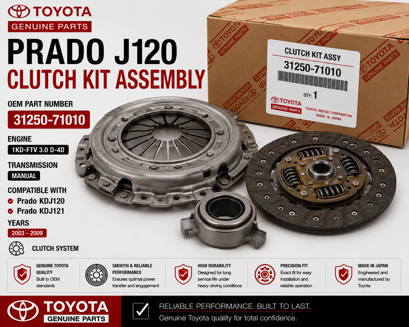 Toyota Prado J120 Clutch Kit Assembly 31250-71010