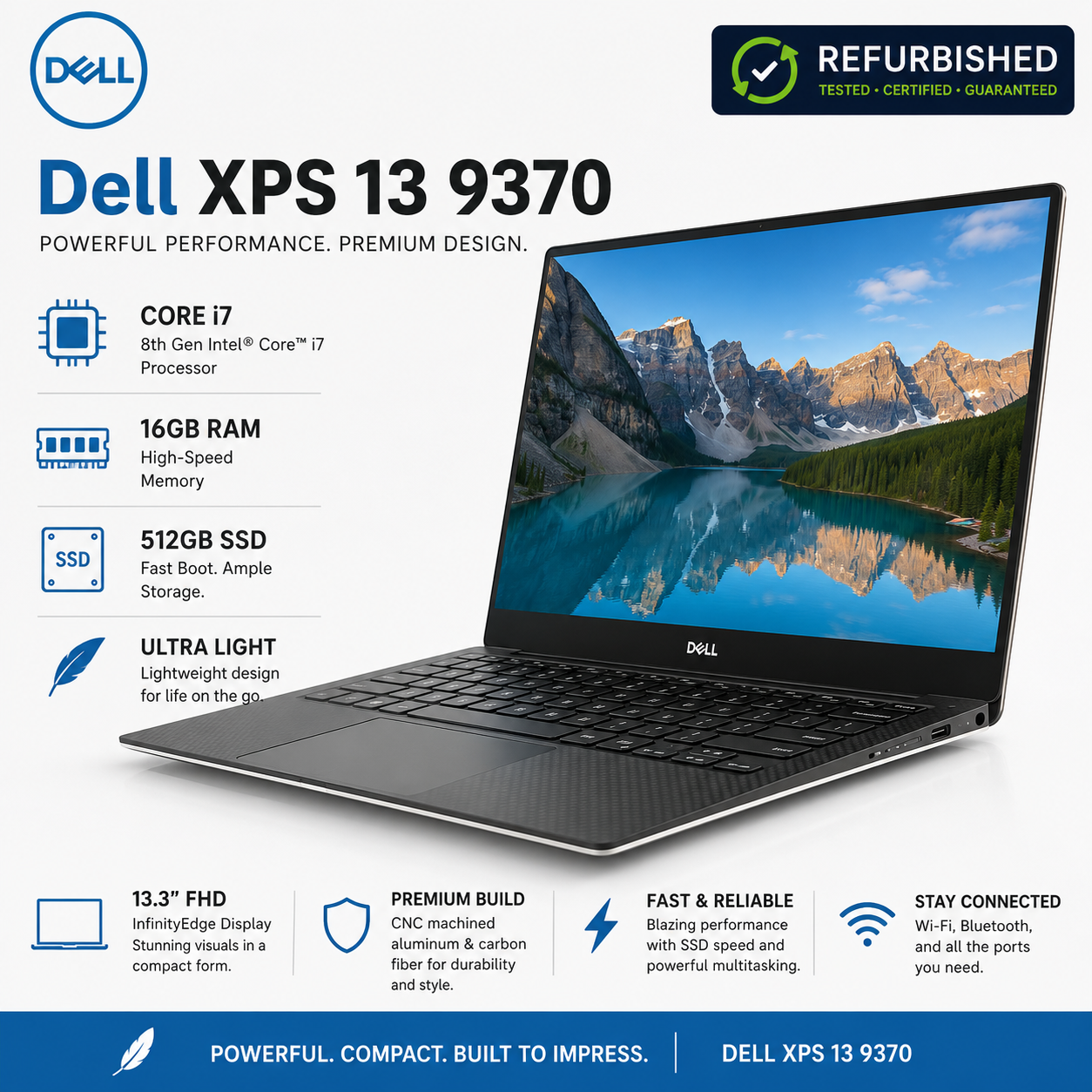 Dell XPS 13 9370 Core i7 16GB RAM 512GB SSD - Refurbished