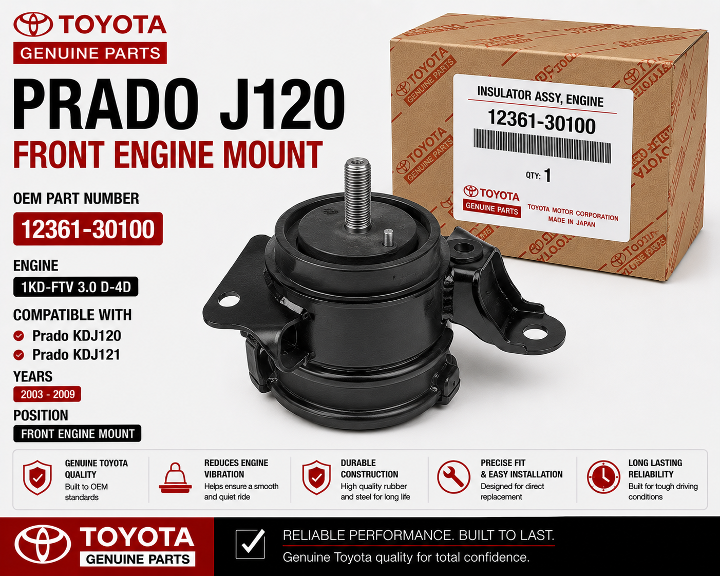 Toyota Prado J120 Front Engine Mount 12361-30100