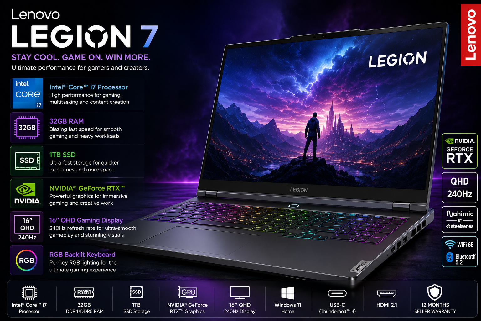 Lenovo Legion 7 Gaming Core i7 32GB RAM 1TB SSD - New