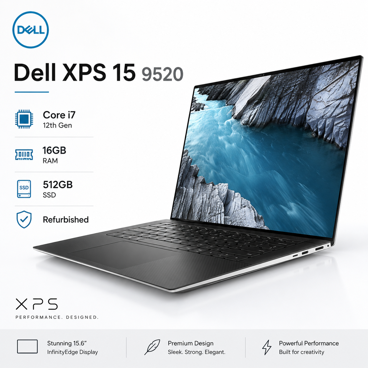 Dell XPS 15 9520 Core i7 12th Gen 16GB RAM 512GB SSD - Refurbished
