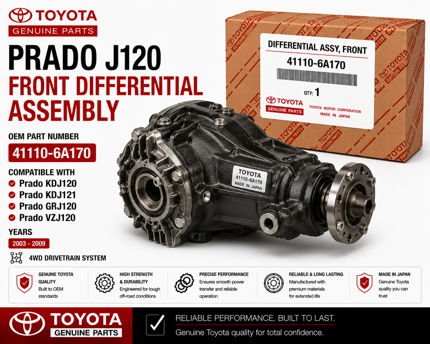 Toyota Prado J120 Front Differential Assembly 41110-6A170