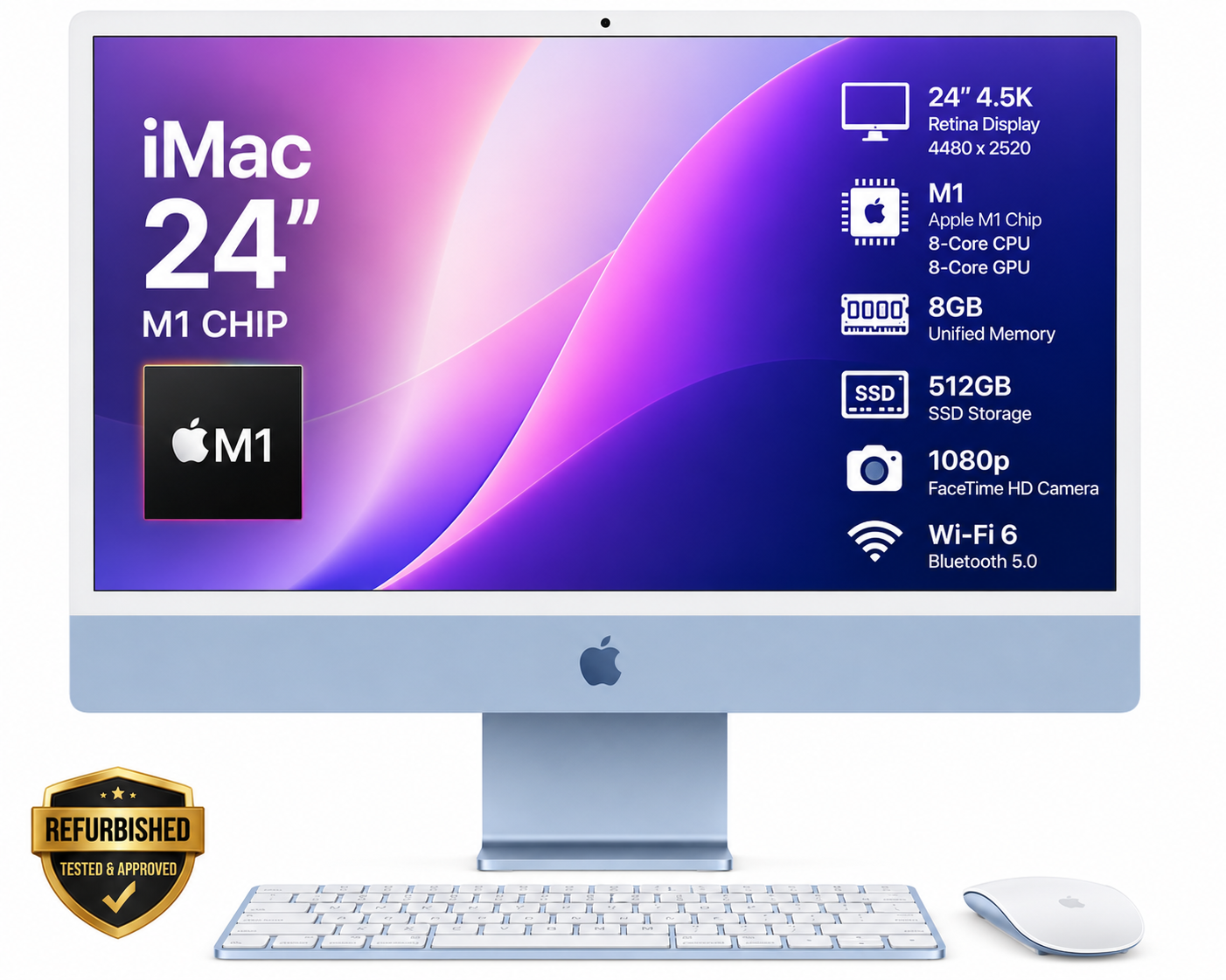 Apple iMac 24 Inch M1 8GB RAM 512GB SSD - Refurbished