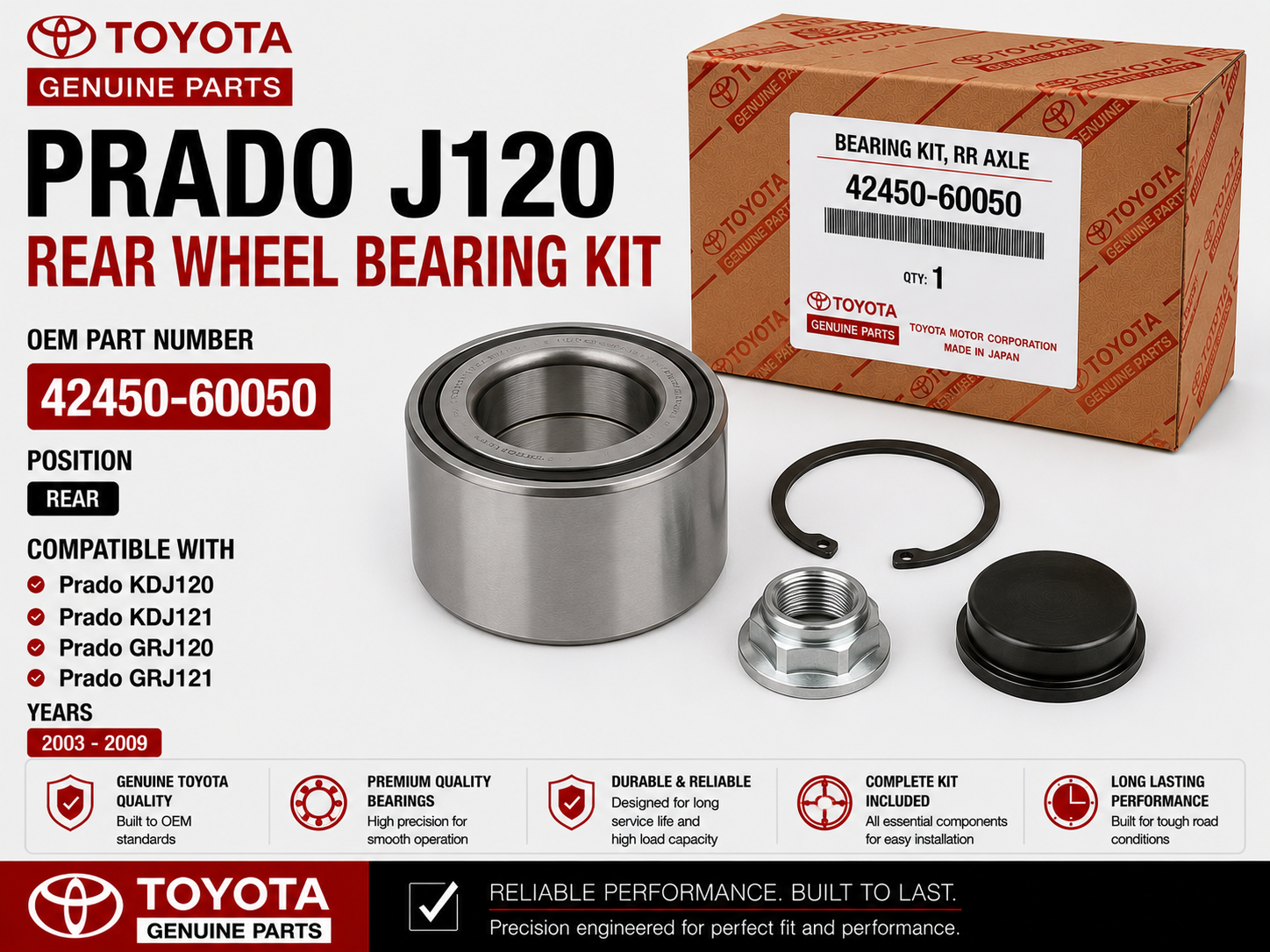 Toyota Prado J120 Rear Wheel Bearing Kit 42450-60050