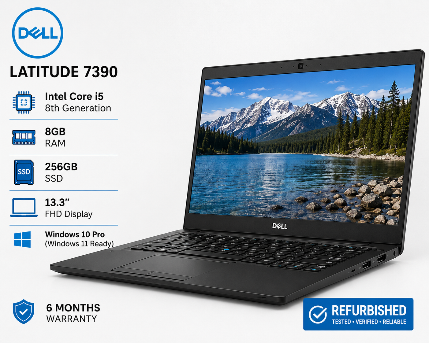Dell Latitude 7390 Core i5 8GB RAM 256GB SSD - Refurbished