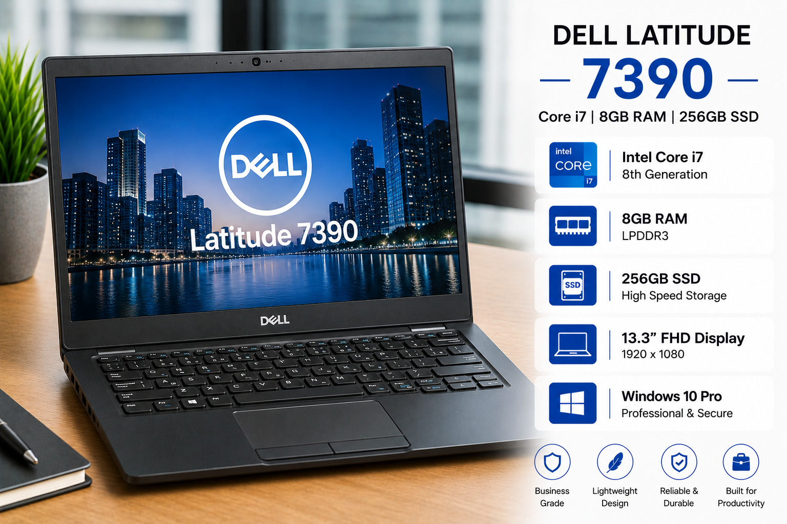 Dell Latitude 7390 Core i7 8GB RAM 256GB SSD - Refurbished