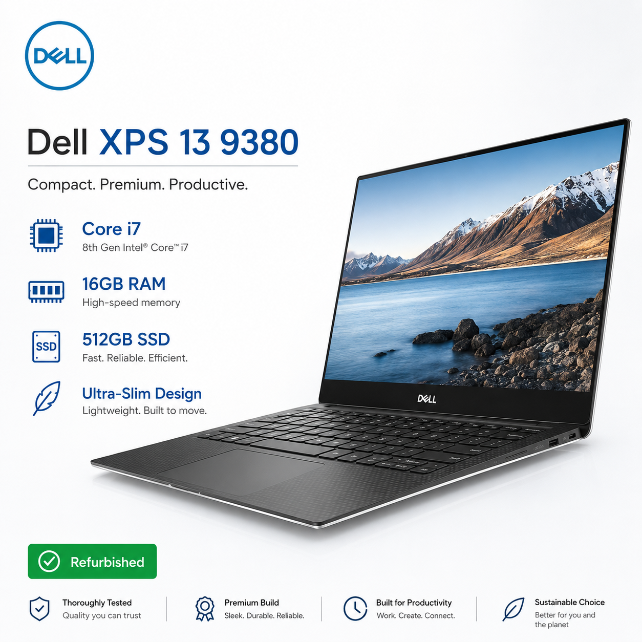 Dell XPS 13 9380 Core i7 16GB RAM 512GB SSD - Refurbished