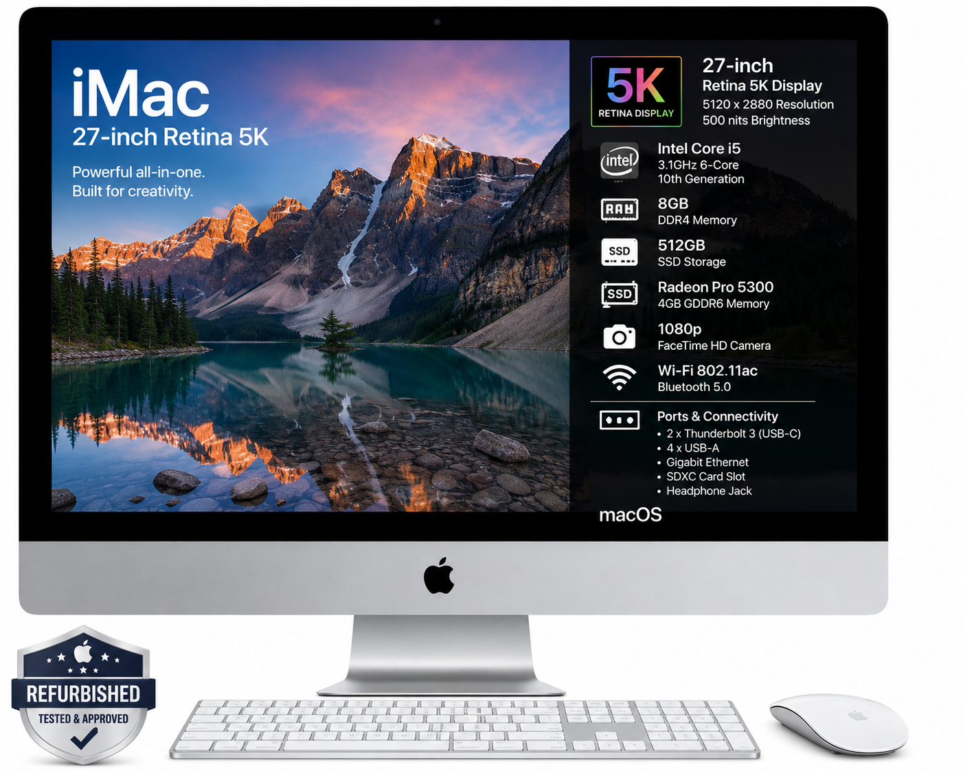 Apple iMac 27 Inch Retina 5K Core i7 16GB RAM 512GB SSD - Refurbished