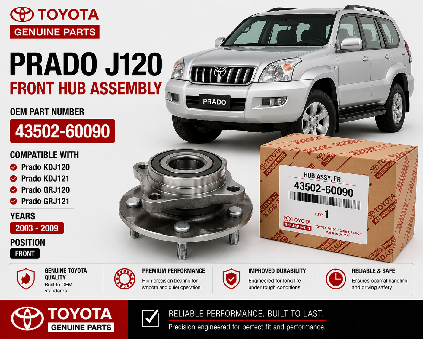 Toyota Prado J120 Front Hub Assembly 43502-60090