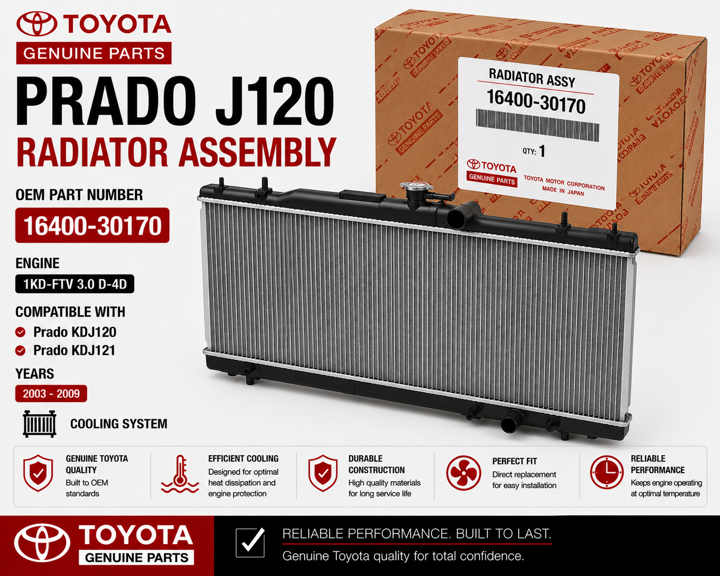 Toyota Prado J120 Radiator Assembly 16400-30170