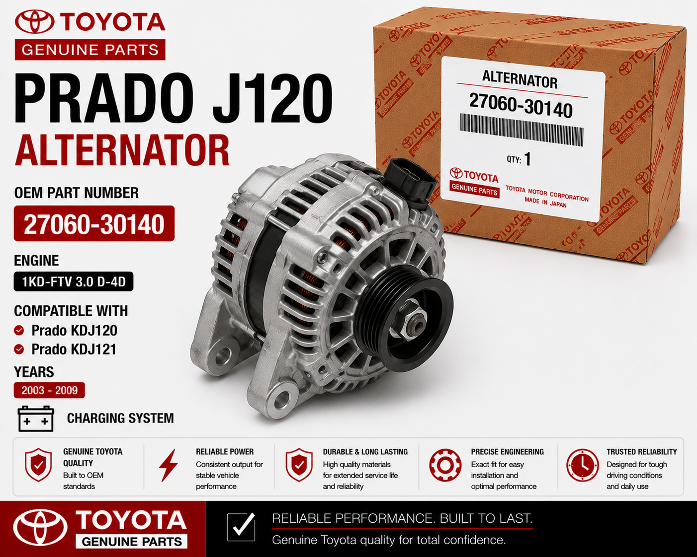 Toyota Prado J120 Alternator 27060-30140