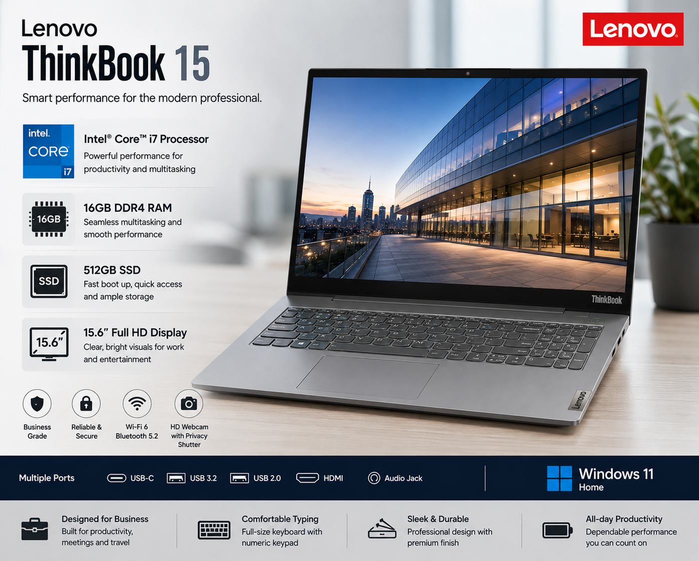 Lenovo ThinkBook 15 Core i7 16GB RAM 512GB SSD - New
