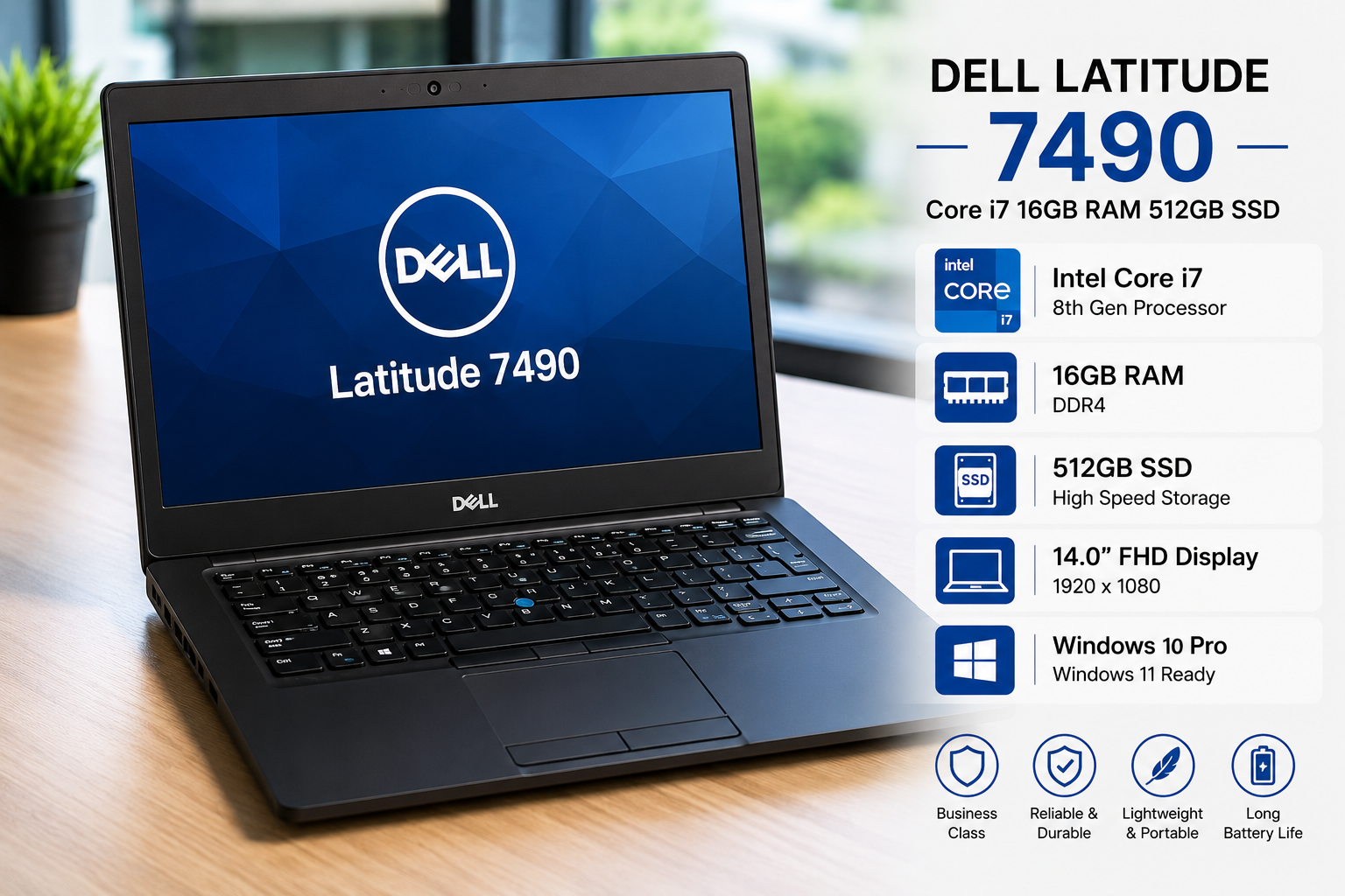 Dell Latitude 7390 Core i7 8GB RAM 256GB SSD - Refurbished