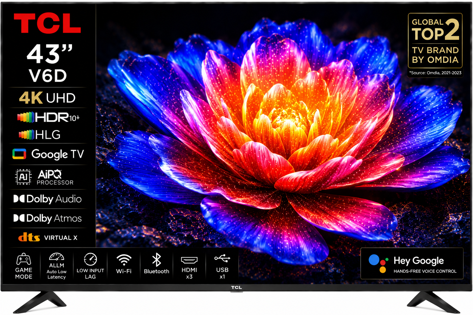 TCL 43V6D 43 Inch 4K HDR Google TV