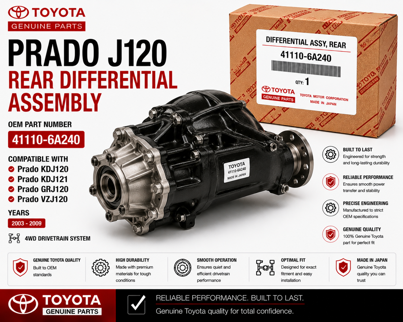 Toyota Prado J120 Rear Differential Assembly 41110-6A240