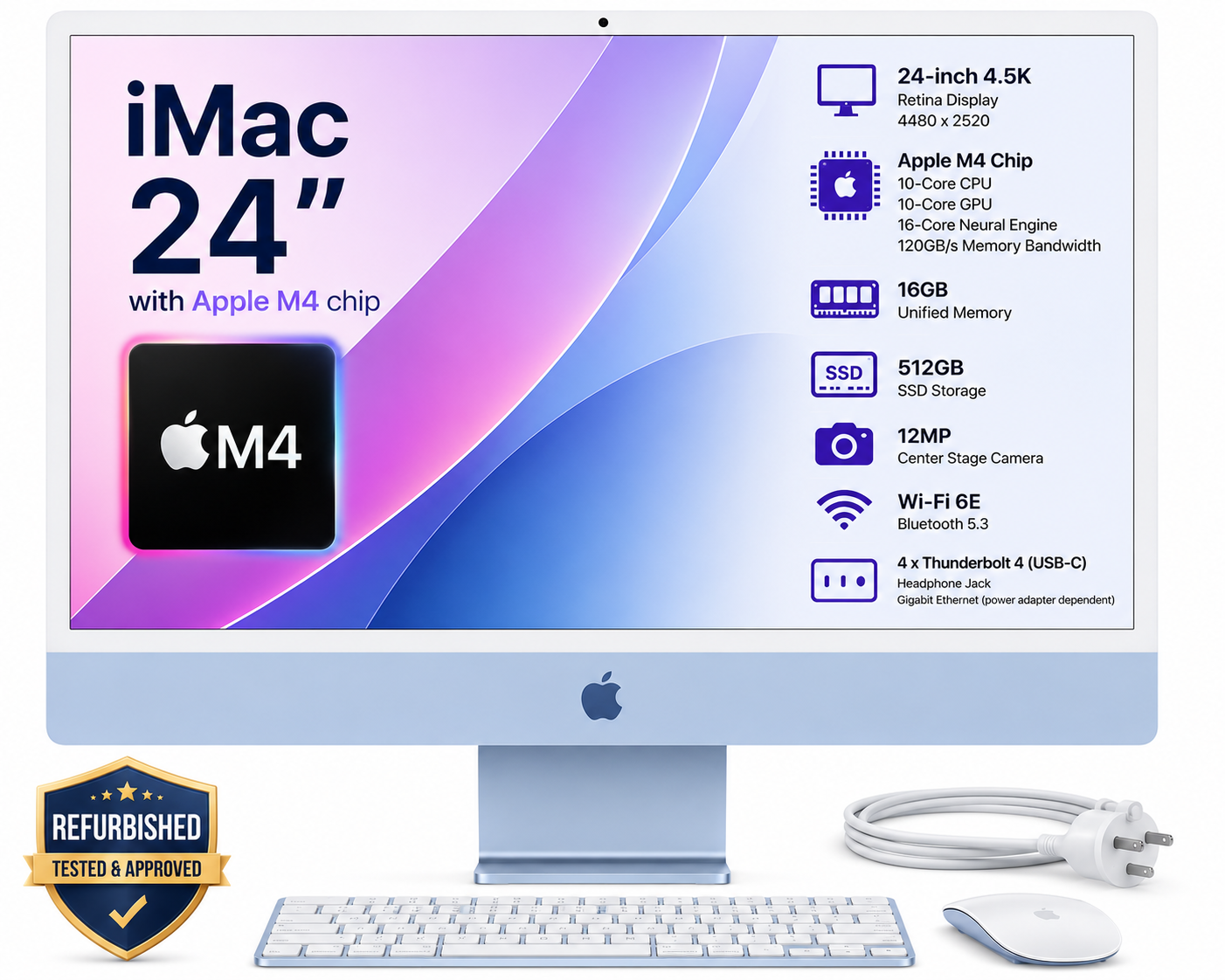 Apple iMac 24 Inch M4 16GB RAM 512GB SSD - Refurbished