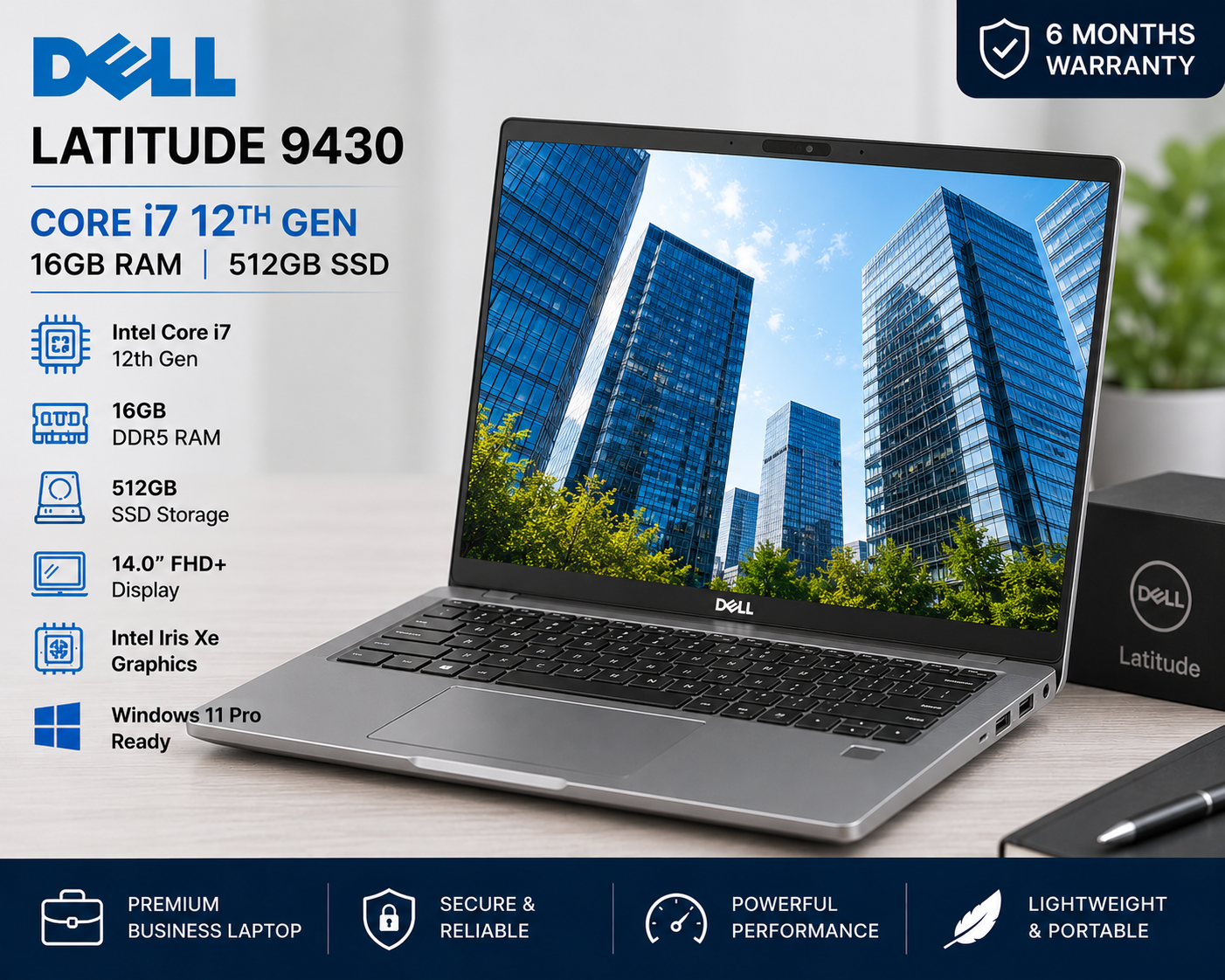 Dell Latitude 9430 Core i7 12th Gen 16GB RAM 512GB SSD - Refurbished