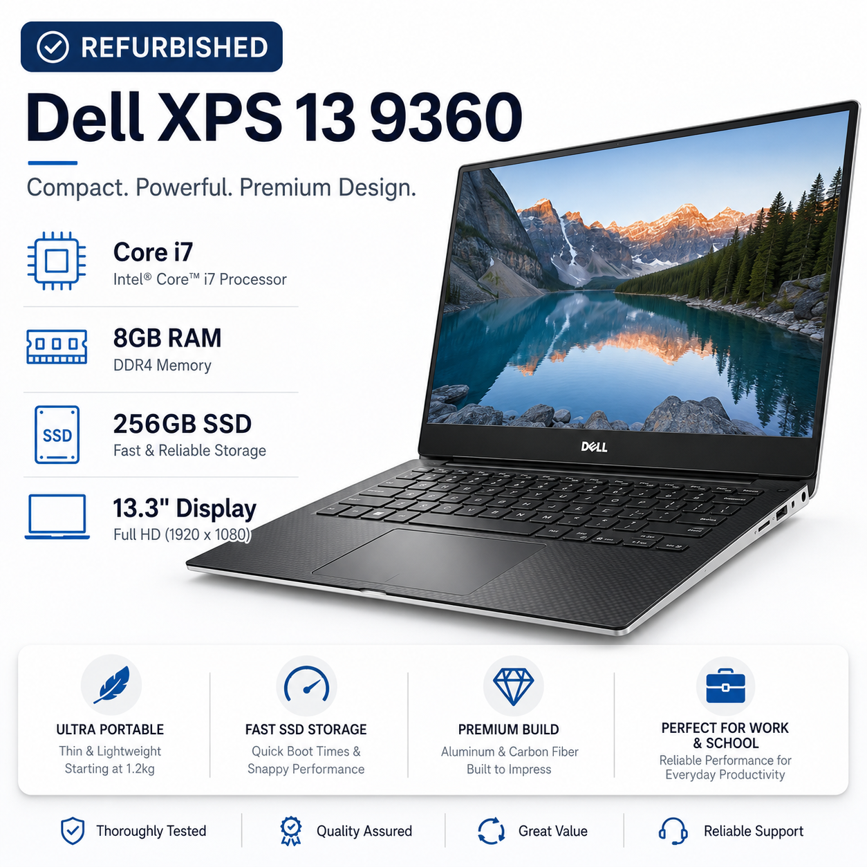Dell XPS 13 9360 Core i7 8GB RAM 256GB SSD - Refurbished