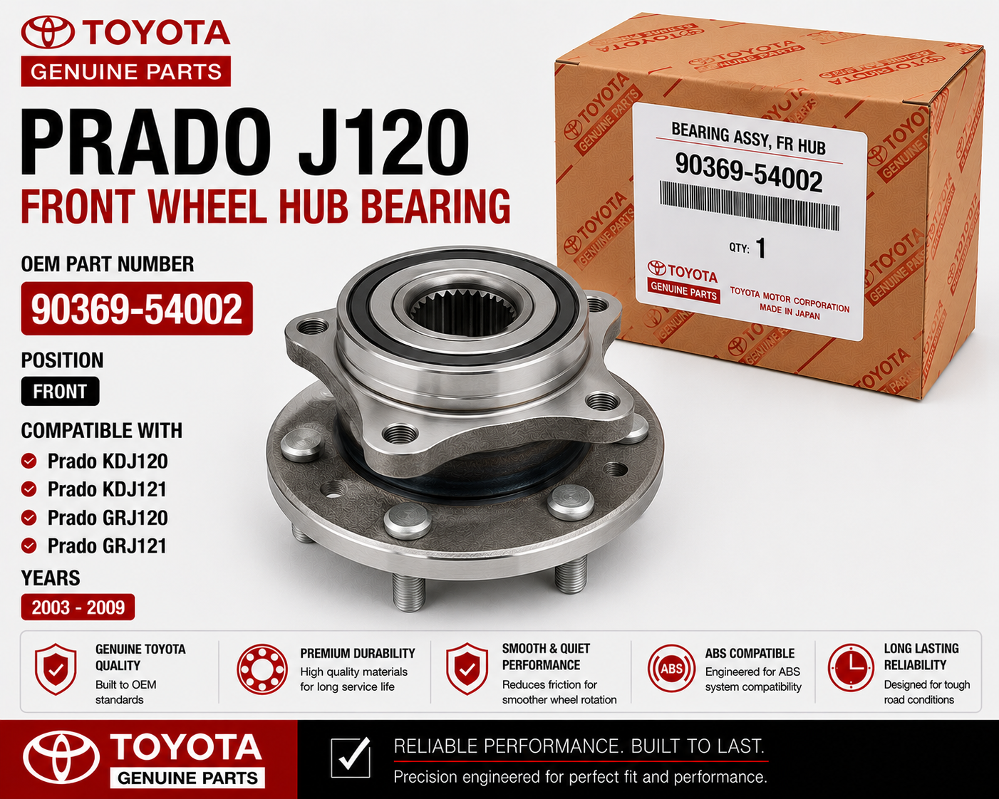 Toyota Prado J120 Front Wheel Hub Bearing 90369-54002