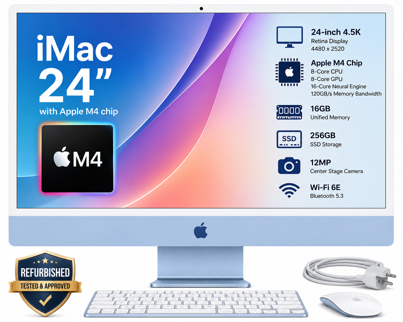 Apple iMac 24 Inch M4 16GB RAM 256GB SSD - Refurbished