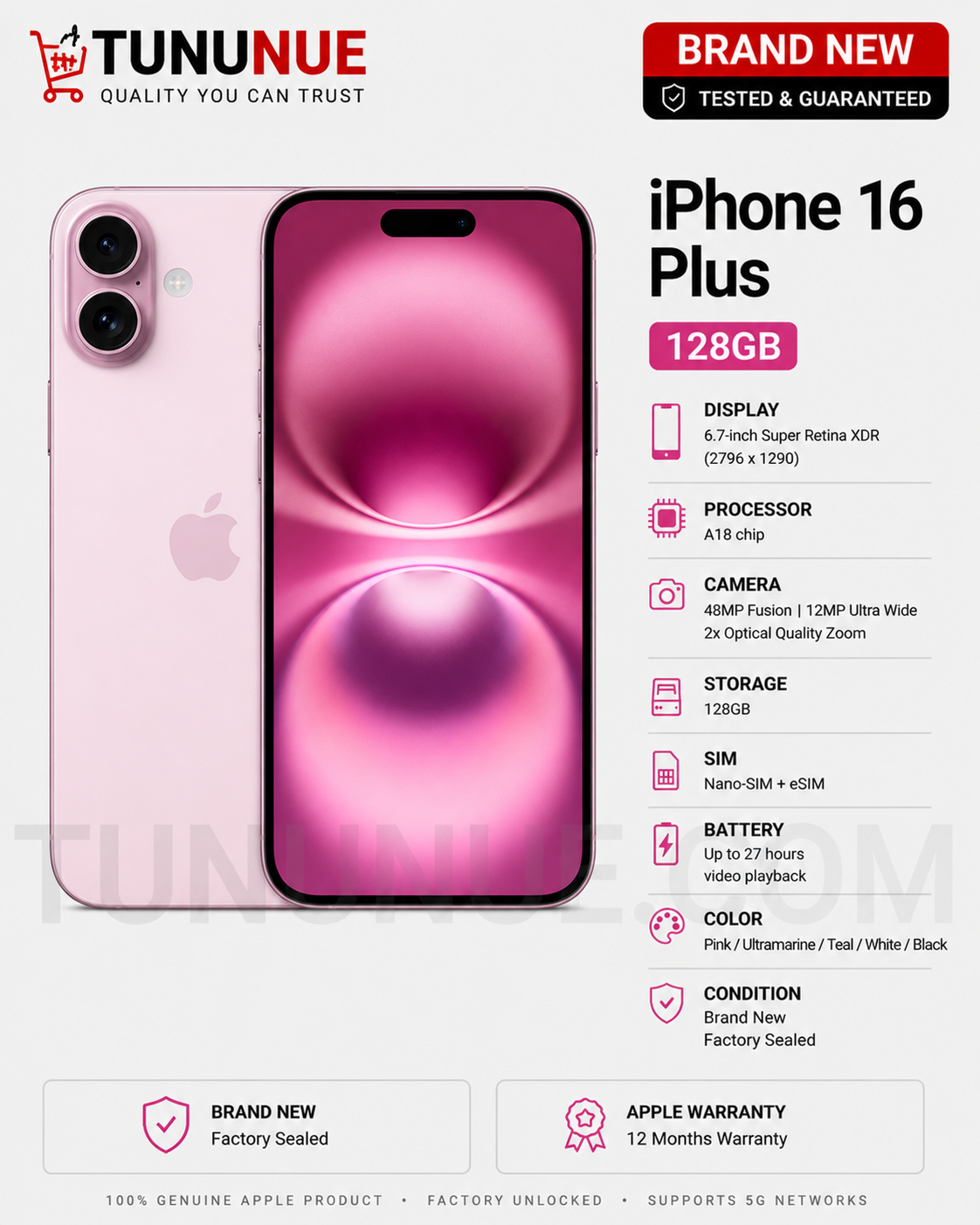 Apple iPhone 16 Plus 128GB Brand New