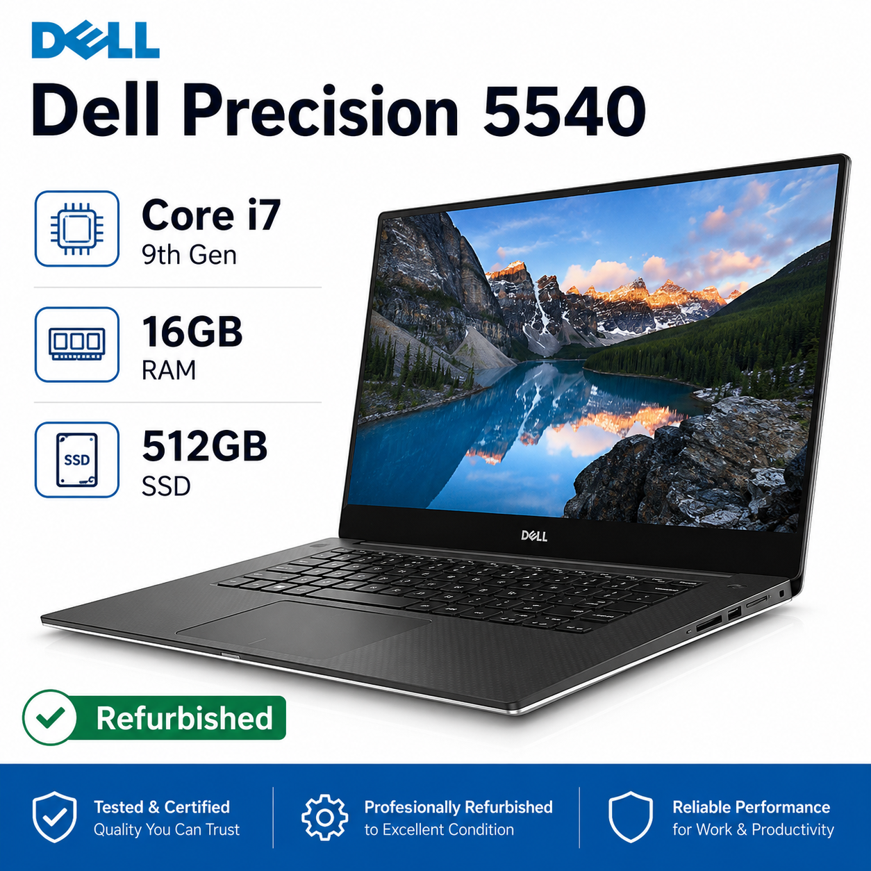 Dell Precision 5540 Core i7 9th Gen 16GB RAM 512GB SSD - Refurbished