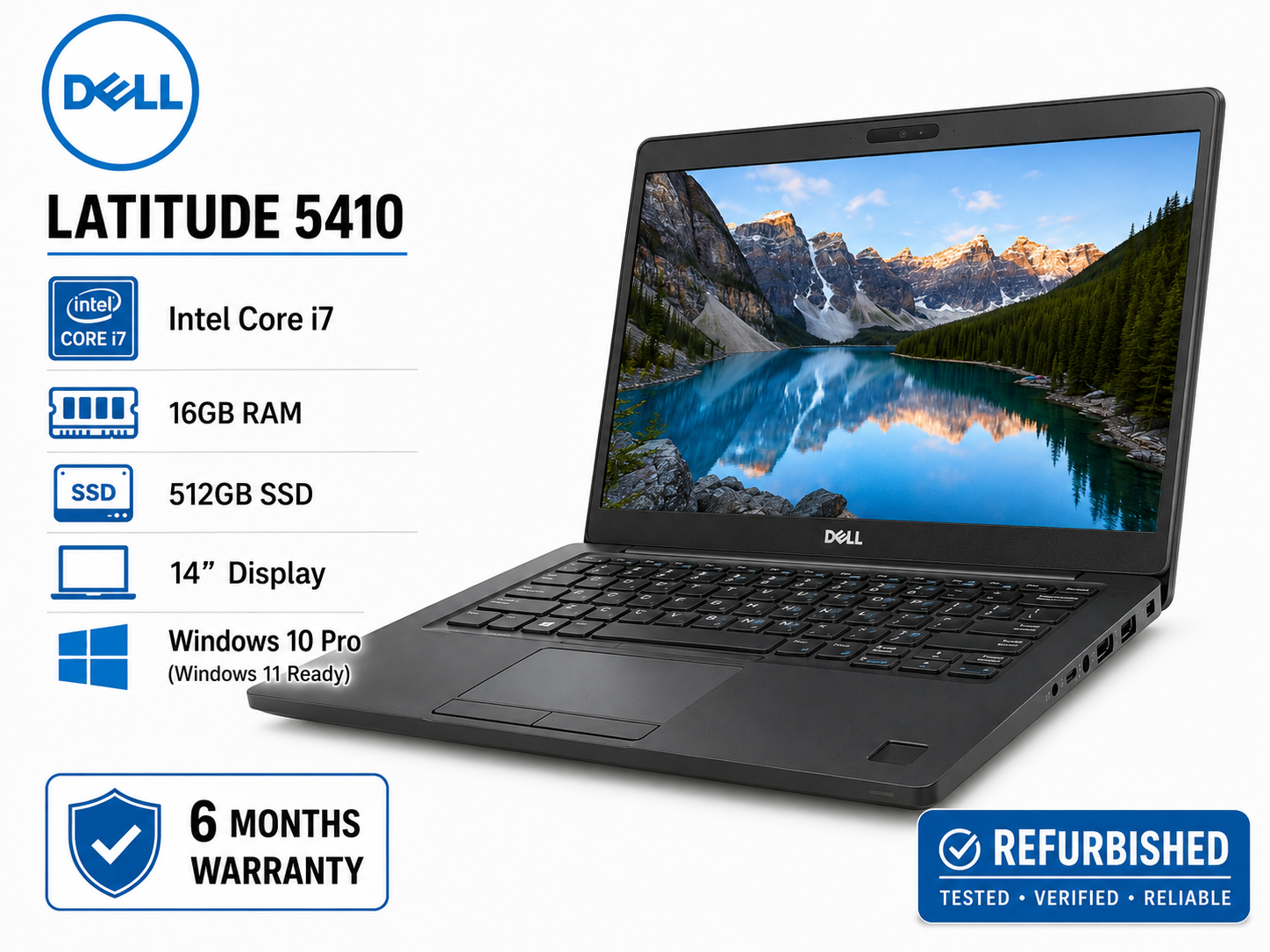Dell Latitude 5410 Core i7 10th Gen 16GB RAM 512GB SSD - Refurbished
