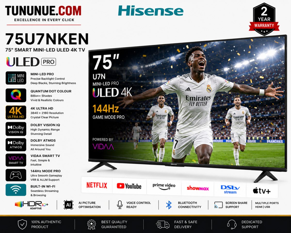 Hisense 75U7NKEN 75 Inch Smart Mini-LED ULED 4K UHD TV