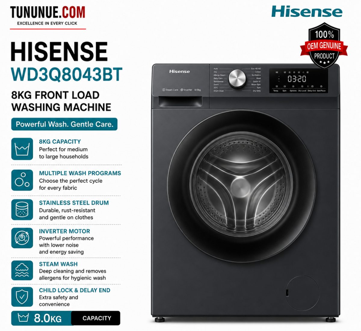Hisense WD3Q8043BT 8KG Washer Dryer