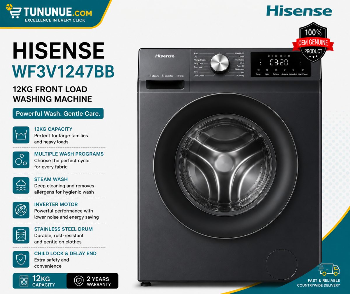 Hisense WF3V1247BB 12KG Front Load Washing Machine