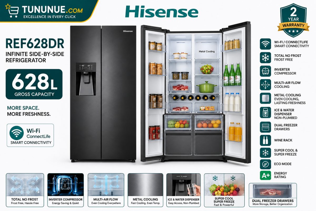 Hisense REF628DR 628L Infinite Side-by-Side Refrigerator