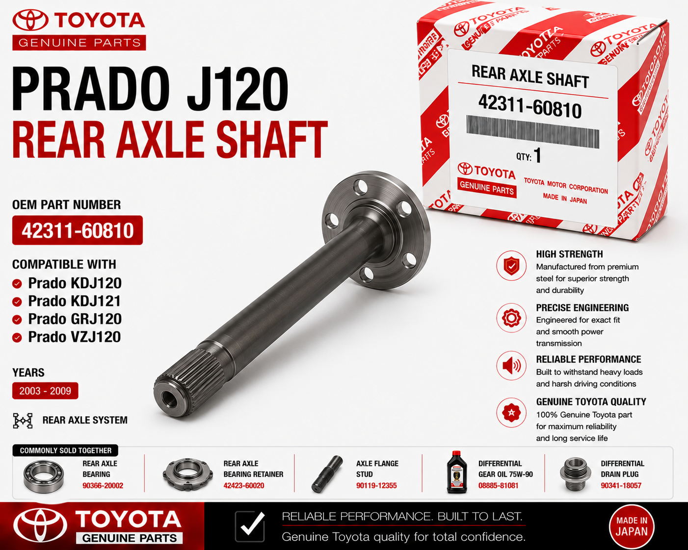 Toyota Prado J120 Rear Axle Shaft 42311-60810
