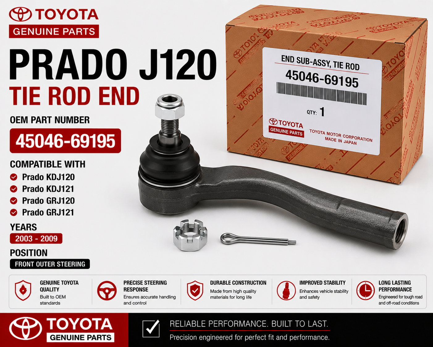Toyota Prado J120 Tie Rod End 45046-69195