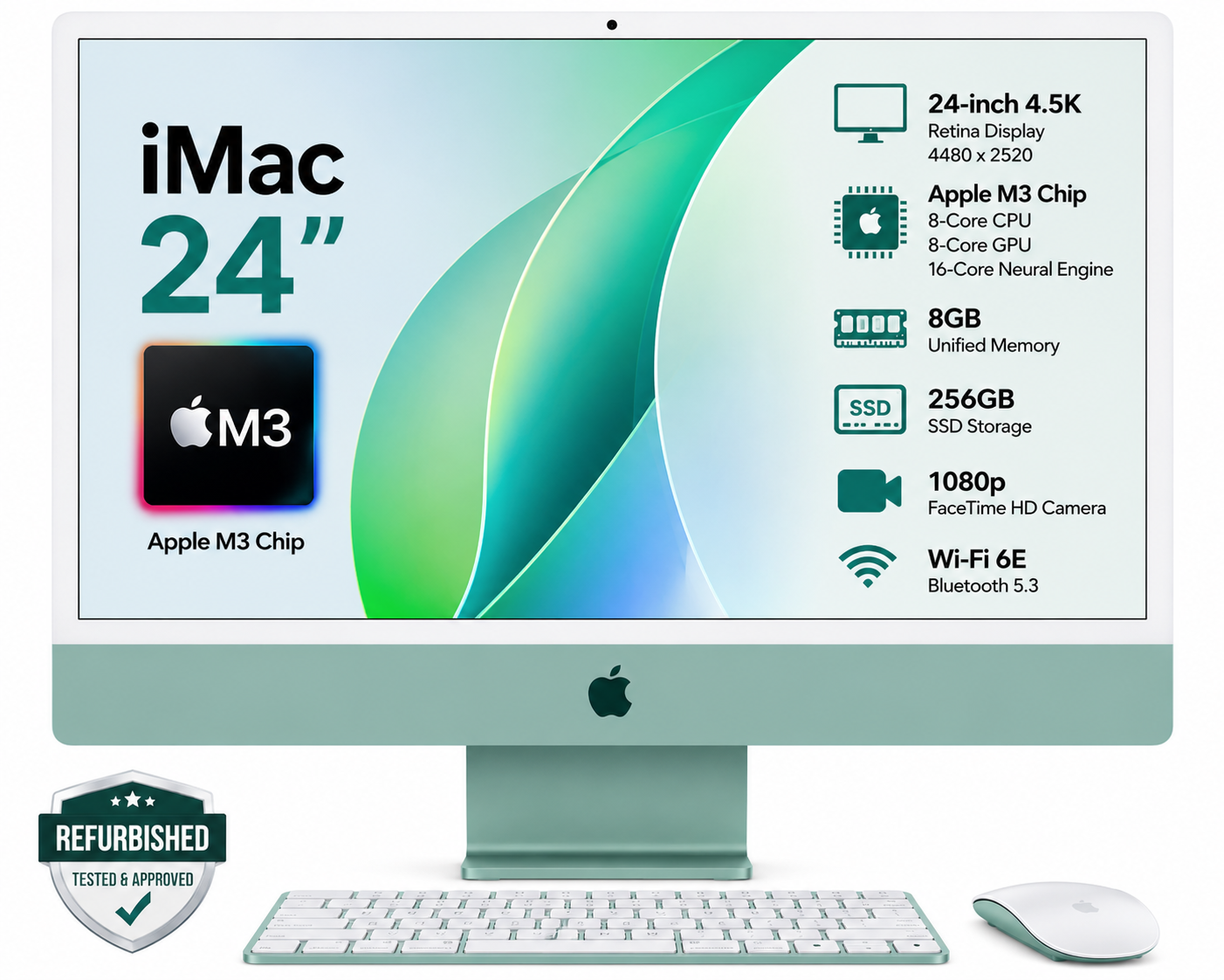 Apple iMac 24 Inch M3 8GB RAM 256GB SSD - Refurbished