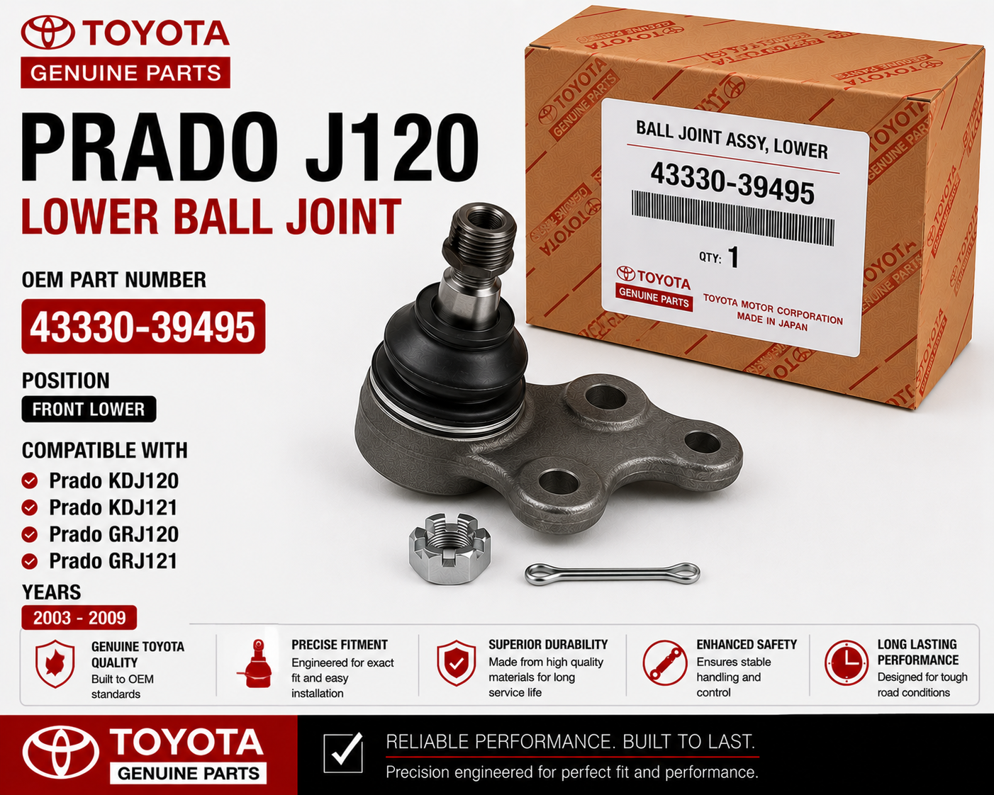 Toyota Prado J120 Lower Ball Joint 43330-39495