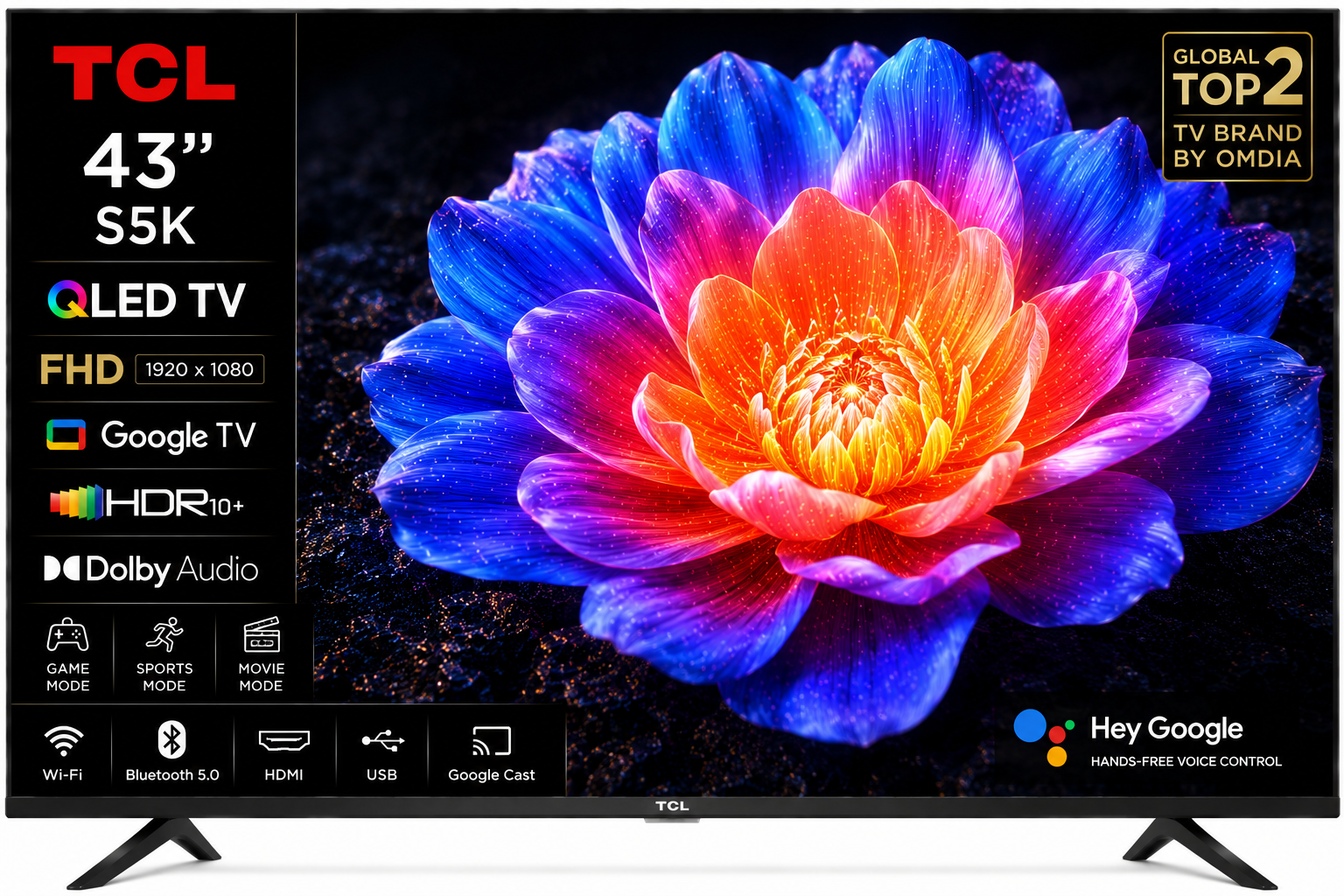TCL 43S5K 43 Inch QLED Full HD Google TV
