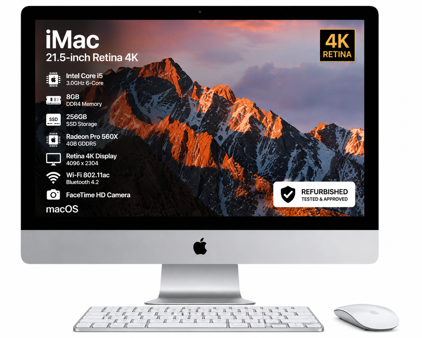 Apple iMac 21.5 Inch Retina 4K Core i5 8GB RAM 256GB SSD - Refurbished